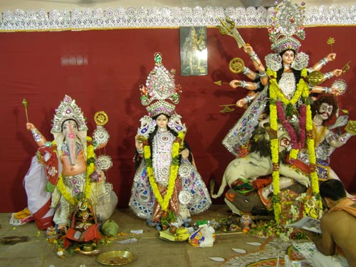 Goddess Durga with Ganesha and Goddess Lakshmi