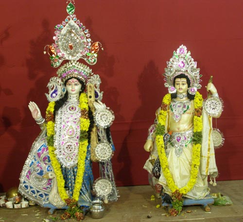 Goddess Saraswati and Karthikeyan